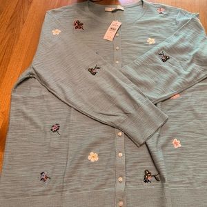 LOFT embroidered cardigan XL BNWT